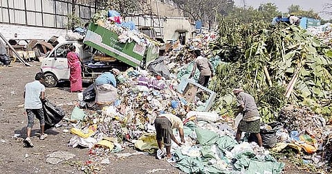 ghmc workers collecting waste for recycling in Hyderabad on Tuesday | SATHYA KEERTHI