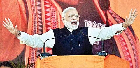 Prime Minister Narendra Modi addressing BJP’s Parivartan Rally in Agra