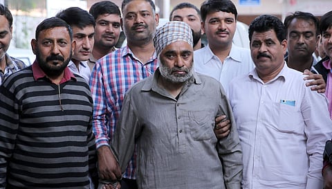 Khalistani Terrorist Harminder Singh Minto being produced at Patiyala house court in new Delhi on Monday. (Shekhar Yadav | EPS)