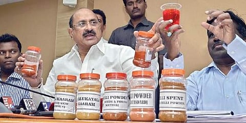 Health Minister Kamineni Srinivas and Health & Family Welfare Commissioner I Samuel Anand Kumar at a press conference in Vijayawada on Friday | Express
