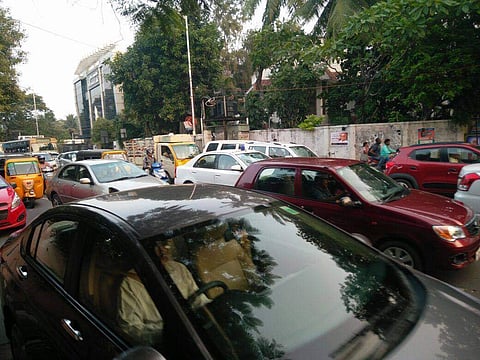 From Nungambakkam till Taylor's road in Kilpauk, traffic was jammed at 4.45pm. | EPS