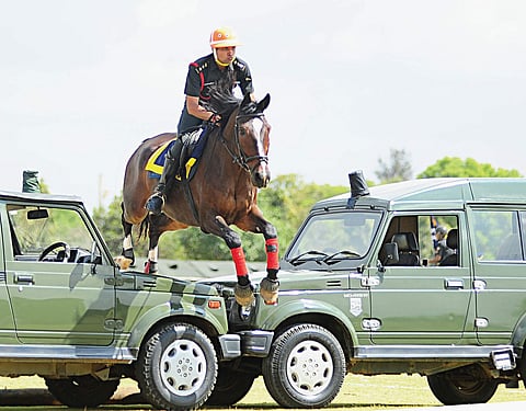 A member of the ASC and College going through an obstacle course during the inauguration of the Heritage Military Transport Park in Bengaluru on Monday | Nagesh POlali
