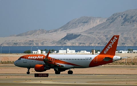 An easyJet plane with about 165 British passengers on board takes off from the airport in Egypt's Red Sea resort of Sharm el-Sheikh on November 6, 2015, in the first flight to repatriate British tourists stranded. Britain had suspended all flights to and
