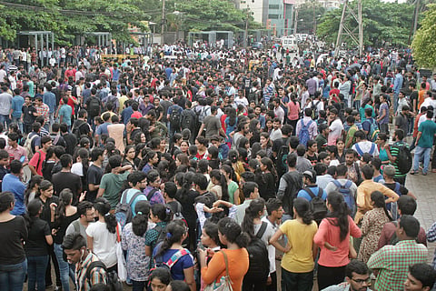 KIIT students protest outside the campus