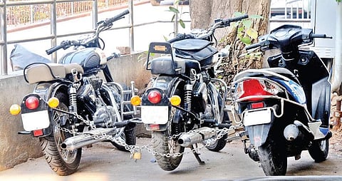 Police seized 17 Royal Enfield motorcycles for using modified silencers that emit noise beyond permissible limits.