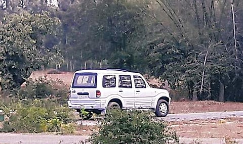 The SUV in which Rajesh and his father followed Shruthi and Amith on Friday