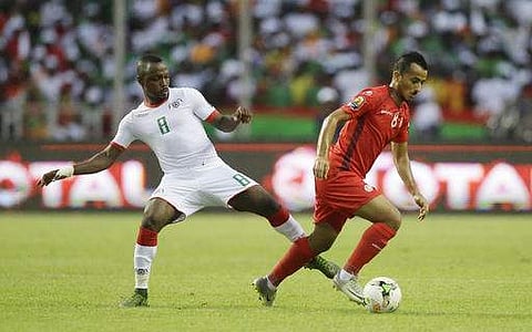 Tunisia's Hamza Lamar, right, is challenged by Burkina Faso's, Abdou Razack Traore during their African Cup of Nations Quarter Finals soccer match between Tunisia and Burkina Faso at the Stade de l'Amitie Libreville, Gabon.(Photo |AP)