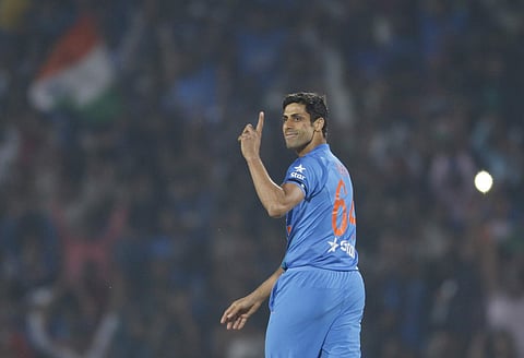 India's Ashish Nehra, celebrates the wicket of England's Sam Billings during their second Twenty20 international cricket match at Vidarbha cricket association stadium in Nagpur, India, Sunday, Jan 29, 2017. | AP