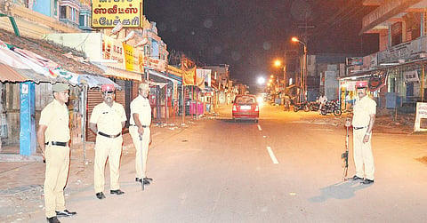 Police personnel deployed at Neravy in Nagapattinam, to keep vigil after V M C Sivakumar’s murder | Express