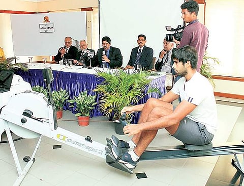 A demo session of rowing on Ergometer at Madras Boat Club