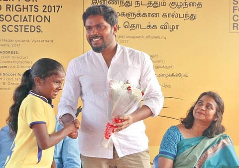 Film director Pa Ranjith at the inauguration of the ‘Soccer for Child Rights Tournament’, organised by CRY, an NGO at Vyasarpadi | ASHWIN PRASATH