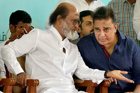Of late, both Kamal Haasan (R) and Rajinikanth have been indicating that they may join politics, with Hasasan taking repeated potshots at the ruling AIADMK over issues such as corruption and the spread of dengue. (PTI)