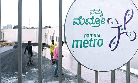 Work on the parking area in progress at Kempe Gowda Metro station | VINOD KUMAR T