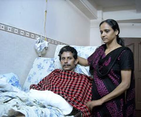 Prof TJ Joseph and wife Salomi while in hospital. (File | ENS)