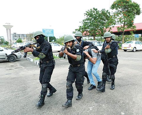 A multi-agency counter terrorist mock exercise being conducted at the Cochin International Airport to test the security compatibility of the airport