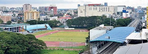 Aerial view of the Kochi Metro station near Maharaja’s College ground Albin Mathew