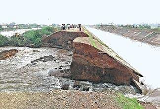 A breach in the Srisailam Right Bank Canal