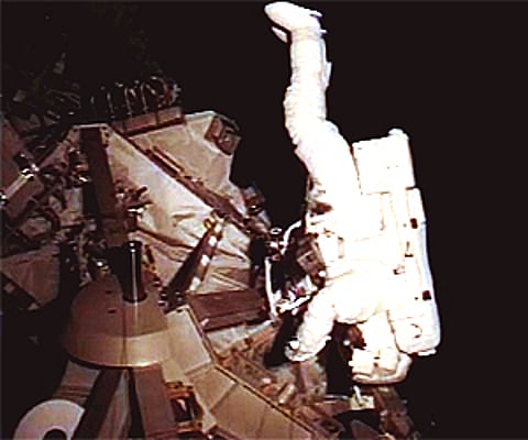 An astronaut is seen during the spacewalk outside the International Space Station. (File Photo | AP/NASA)