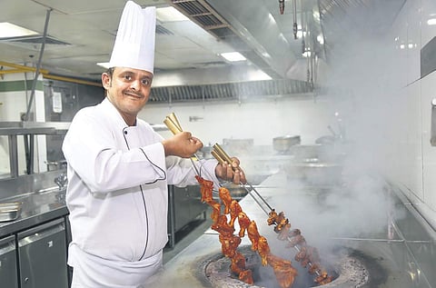 Kama masterchef Vishal Nigam in the restaurant kitchen