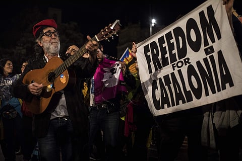 A pro-Catalan separation supporter. (AP Photo)