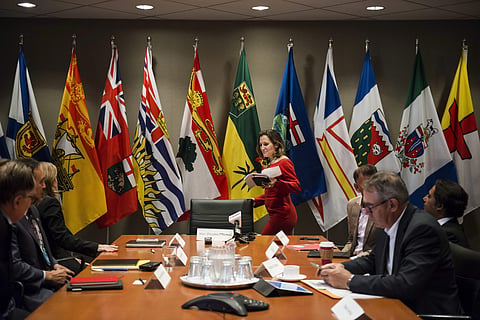 Canada's Minister of Foreign Affairs Chrystia Freeland enters to lead the NAFTA council in discussion on the modernization of the North American Free Trade Agreement. (Photo | AP)