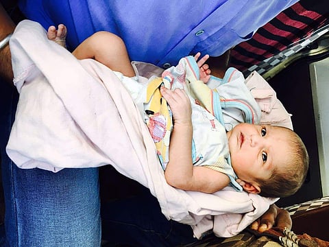 An abandoned two-month-old baby girl