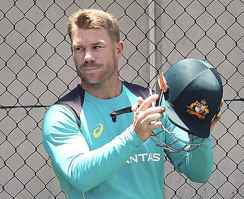 Australian cricket player David Warner leaves the nets during a training session in Brisbane. | AP