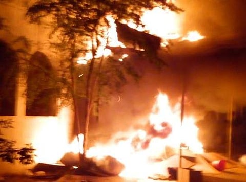 The students set fire to things inside campus after a girl student allegedly killed self in her hostel room.