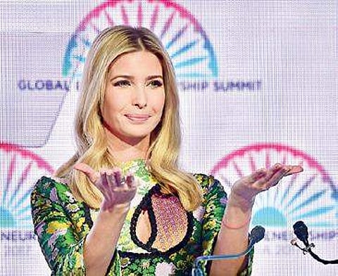 Ivanka speaking at the inaugural session of GES in Hyderabad on Tuesday | PTI