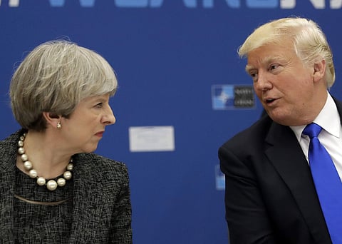 US President Donald Trump and Britain Prime Minister Theresa May. (Photo | AP)