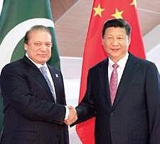 Xi Jinping with Nawaz Sharif in Ufa, Russia, July 10, 2015