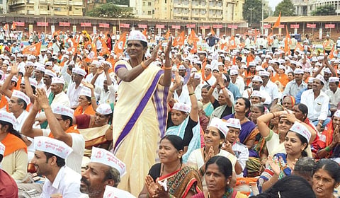 A Lingayat rally held at Nehru Stadium in Hubballi on Sunday