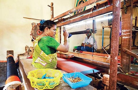 A woman weaves a saree in Anakaputhur, Chennai | Sunish P Surendran