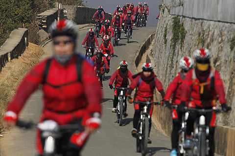 This year roughly 200 buddhist nuns are participating on a month long bicycle pilgrimage starting from 23rd December. They are on an expedition to cover a distance of 3000 Kms. pedaling through Nepal and India to empower women and promote awareness around