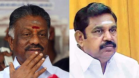 Expelled AIADMK leader O Paneerselvam and Edappadi Palanisamy