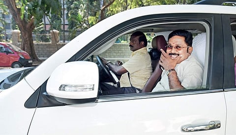 T T V Dinakaran leaving the central prison after meeting V K Sasikala in Bengaluru on Thursday morning | Vinod Kumar T