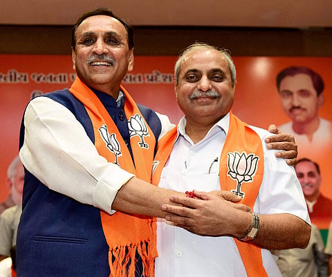 Gujarat CM Vijay Rupani and his deputy Nitin Patel (PTI file image)