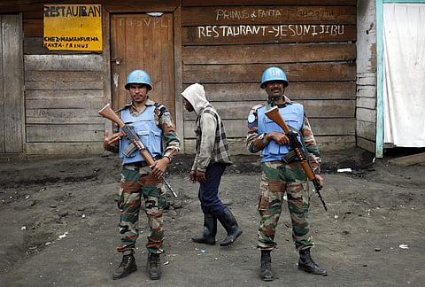 UN soldiers stand guard in Goma, Democratic Republic of Congo (File | AP)