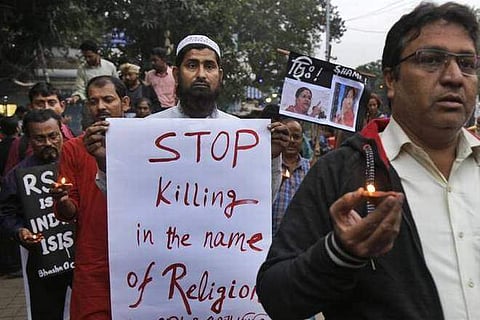 Representational image. Human rights activists walk during a protest against the killing of a Muslim labourer in Rajasthan, in Kolkata on Friday, Dec. 8, 2017. | Associated Press