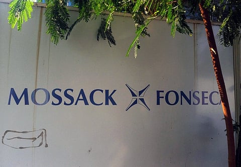 View of a sign outside the building where Panama-based Mossack Fonseca law firm offices are placed in Panama City on April 3, 2016.