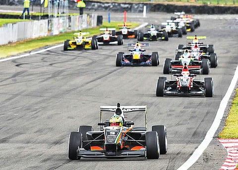 Jehan Daruvala in action during a race in the Toyota Racing Series