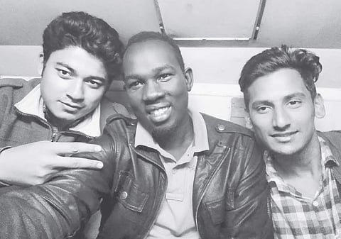 David Amum with his college friends