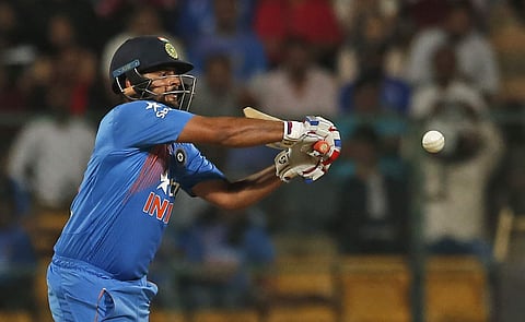 India's Suresh Raina bats during the third Twenty20 international cricket match against England at Chinnaswamy Stadium in Bangalore, India, Wednesday, Feb. 1, 2017. | AP