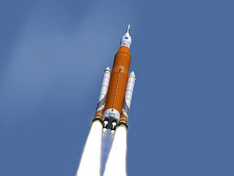 An artist's concept of the launch of the Space Launch System rocket and Orion capsule. | AP