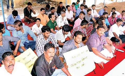 People staging a protest against Neduvasal hydrocarbon project in front of Tiruvarur municipality office on Saturday | Express