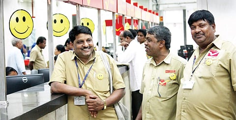 AS Chandrashekar (extreme left) with his friends S Manjunath