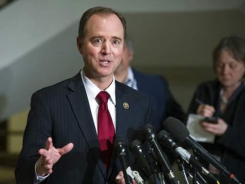 In this Tuesday, March 7, 2017, file photo, House Intelligence Committee Ranking Member Adam Schiff, D-Calif., speaks with reporters about the committee's investigation into Russia's involvement in the recent U.S. presidential election, on Capitol Hill in