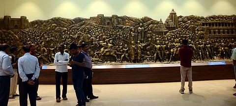 Visitors check out a mural on Paika Rebellion at the State Museum on Thursday | Express