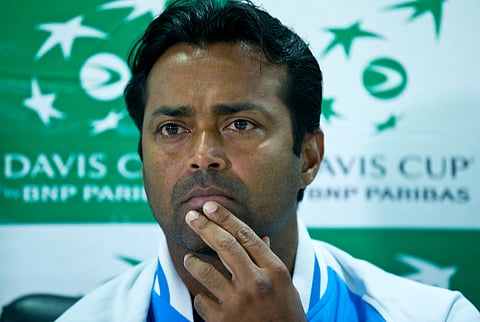 Indian tennis legend Leander Paes gestures | AP