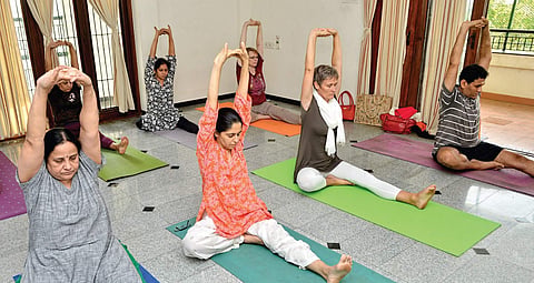 Students practice yoga at the centre | Sunish Surendran